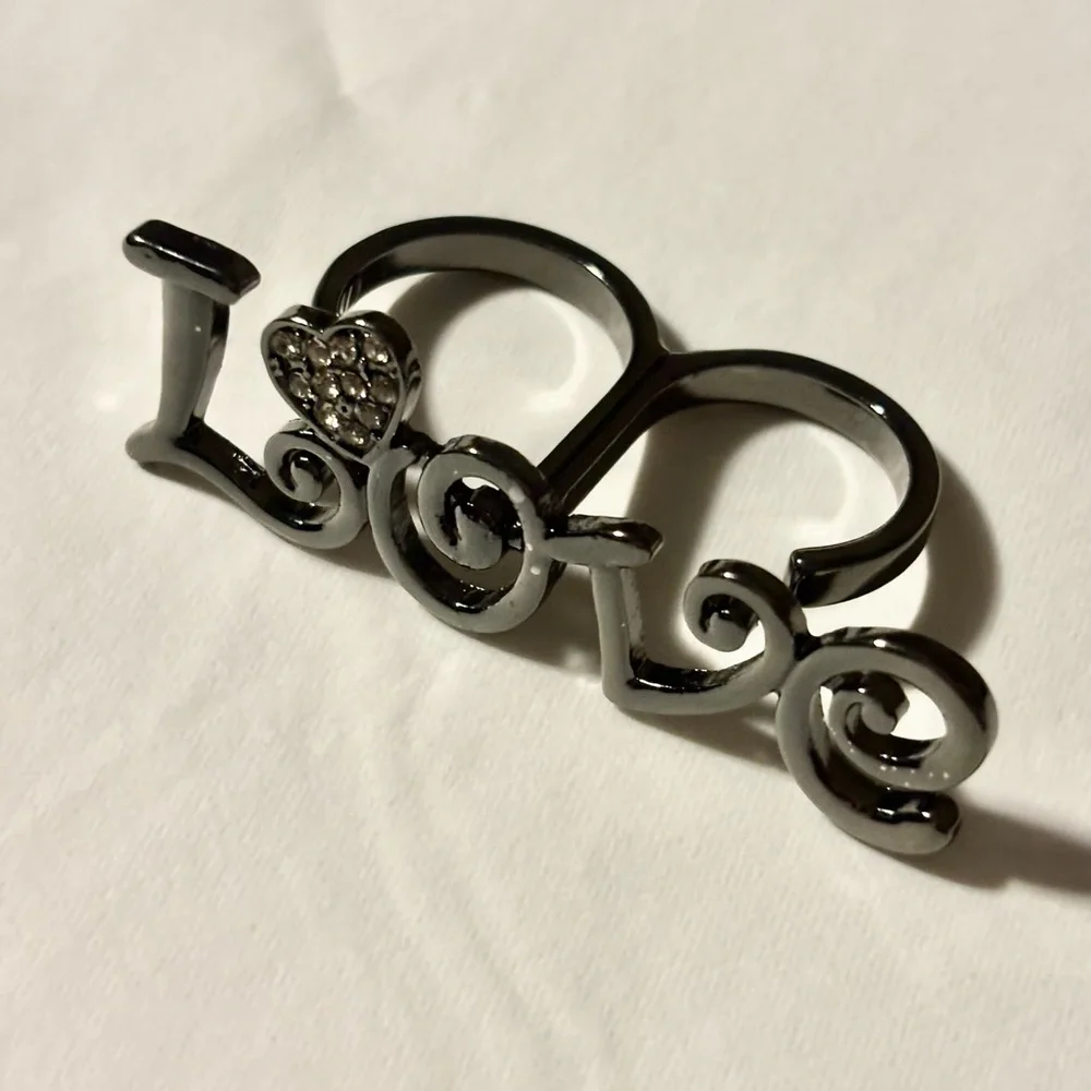 Gunmetal Colored Love Double Ring Size 6-7